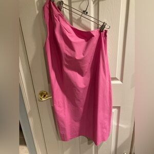 EUC Vince one shoulder cotton/silk pink sheath sundress. Side zip.  Washable.